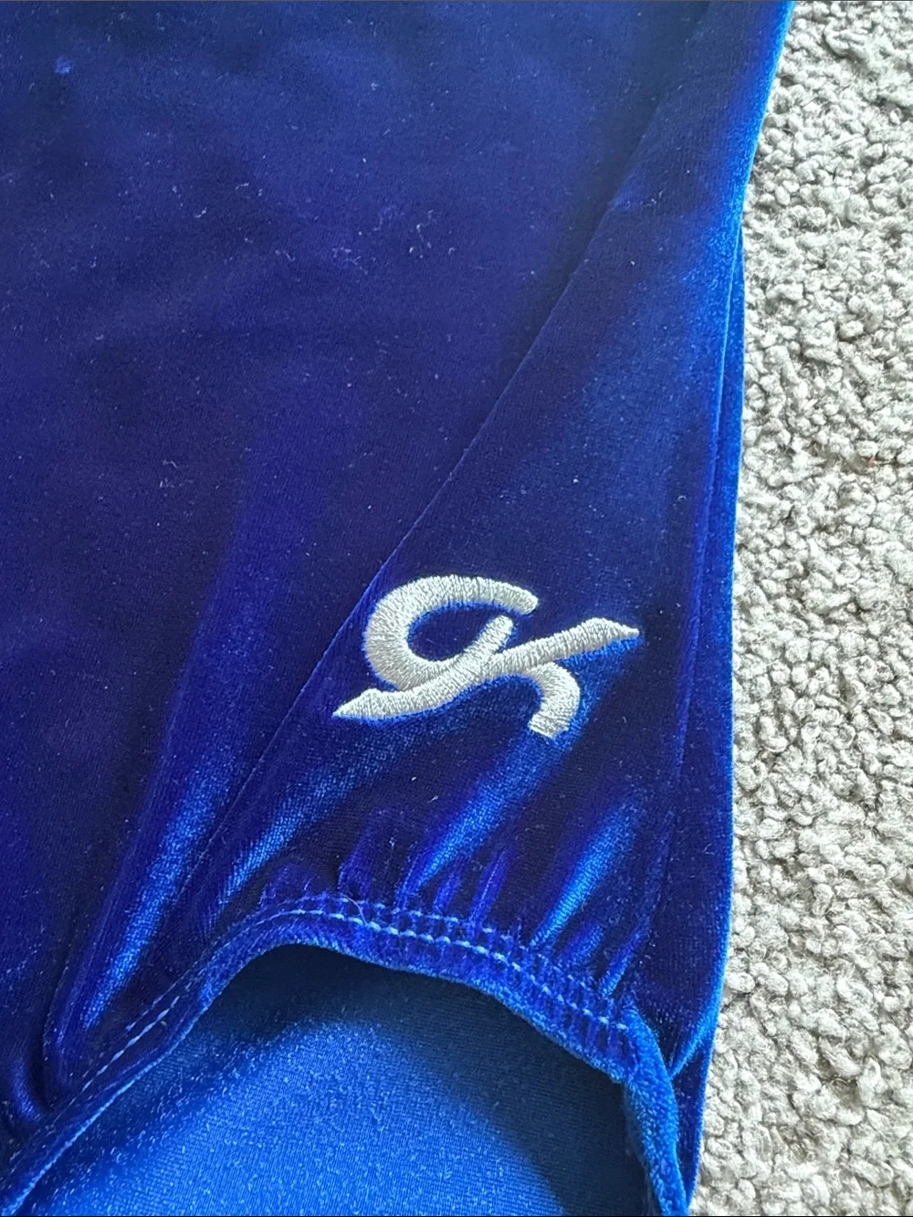 GK Elite Blue Velvet Rhinestone Gymnastics Leotard